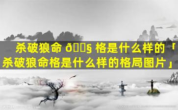 杀破狼命 🐧 格是什么样的「杀破狼命格是什么样的格局图片」